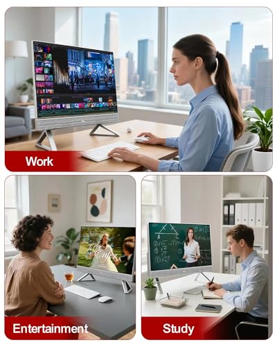 Image of Dell 27 inch Touchscreen All in One Desktop Computer PC - Intel Core 7 150U, 32GB DDR5 RAM & 2TB SSD, FHD IPS Display, NVIDIA GeForce MX570A, Wins 11 Pro, Wi-Fi 6E, Patented KB Kit