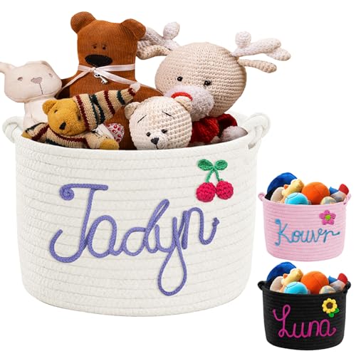 Image of Bliver Personalized Dog Toy Storage Basket Custom Cotton Woven Bin with Pet