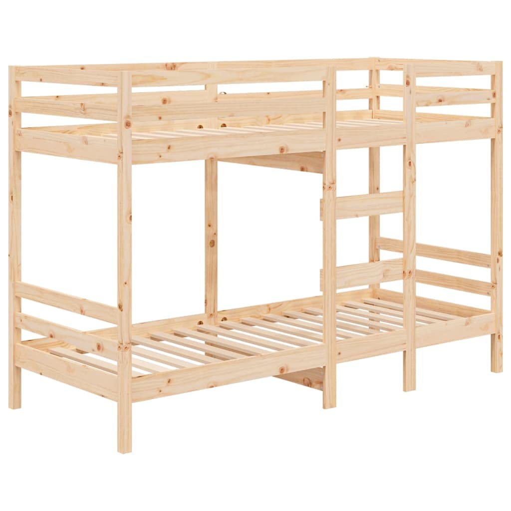 Litera de madera maciza de pino de 90 x 200 cm, diseño que ahorra espacio, barandillas seguras, marco de cama de color natural para habitaciones de niños y jóvenes, muebles duraderos