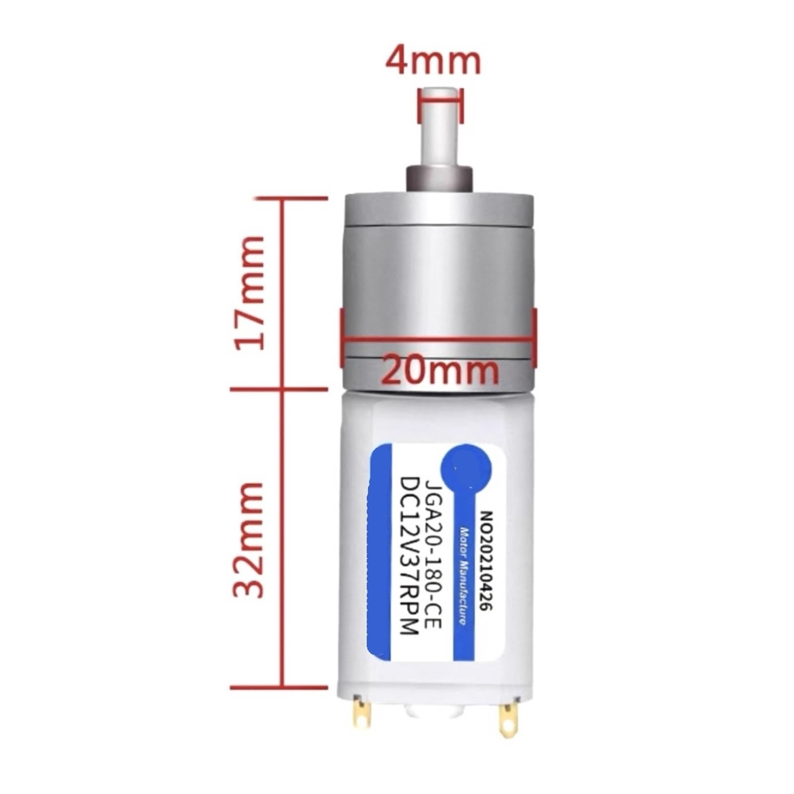 Silnik z przekładnią spowalniającą DC 20 mm 180, 20-833 obr./min, mały silnik elektryczny o niskiej prędkości JGA20-180 (1 szt.) (71,6V)