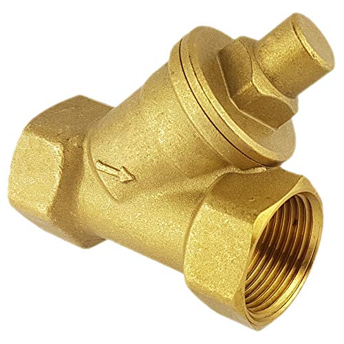 MegaHaustechnik Schrägsitz Rückschlagventil 1 Zoll Innengewinde aus Messing mit Feder