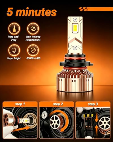 Image of SEALIGHT X6S 9005 /HB3 9006 /HB4 Bulbs Combo, 900% 80000LM Ultra-Bright 9006 9005 Powersports Headlights, 60000+ Hrs HB3 HB4 Lighting Bulb with Cooling Fan, Easy Plug and Play, Pack of 4