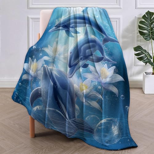 Couverture dauphin peluche douce chaude légère plaid lit canapé 152cm