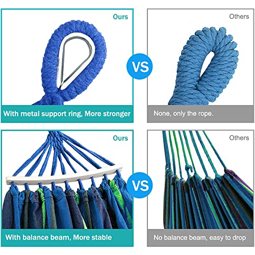 Mosfiata Camping Hammock 550Lb Upgraded Thickened 320G Durable Canvas Fabric Single Hammocks With Two Anti Roll Balance Beam And Sturdy Metal Knot Tree Straps For Camping, Patio, Backyard, Outdoor #TOP3