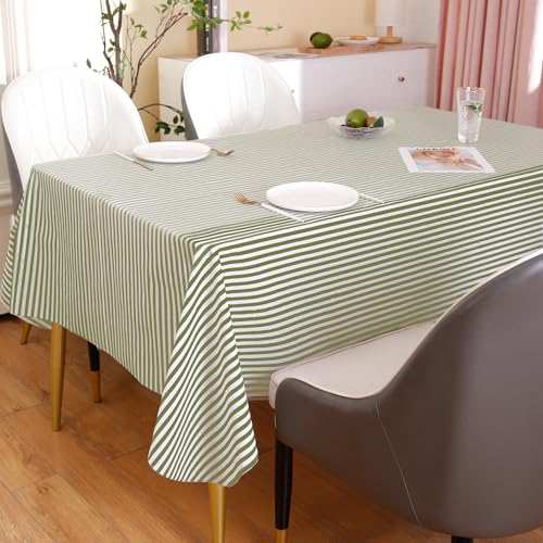 Image of Walrus Heavy Duty Vinyl Tablecloth with Flannel Backing Waterproof Oil-Proof Plastic Table Cloth Stain-Resistant Wipeable Rectangle or Square Table Cover for Indoor and Outdoor (Stripe, 52X70 Inch)