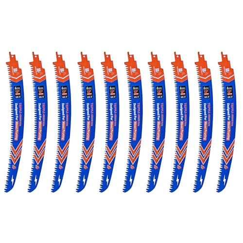 Image of Japanese Teeth Reciprocating Saw Blades 12 inch 10PCS - Curved Edge Wood Pruning Saw Blades 6TPI for Tree Trimming,Wood Cutting,Cr-V Sabre Saw Pruning Blade
