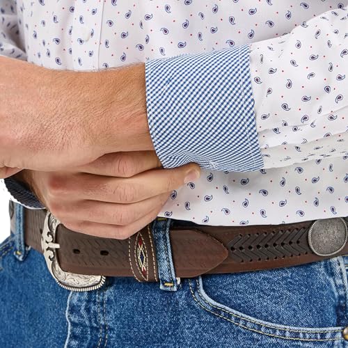 Wrangler Mens George Strait White/Blue Print Long Sleeve Button Down Shirt3