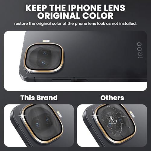 Image of FIRST MART Gold Camera Ring Guard Protector for iQOO 15R | Tempered Glass with Metal Alloy Rings, HD Clear, Scratch Resistant, Case-Friendly | Pack of 1