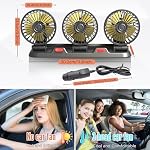 Crethinkaty 12V Car Fan, Three-Head 360° Rotation, 2 Speeds, 51-In Cord - Image 2