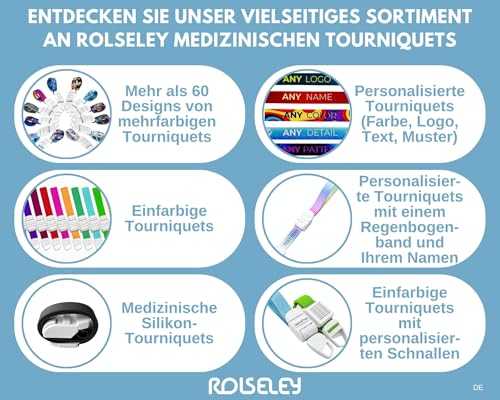 ROLSELEY PROFESSIONAL Weihnachtliches Tourniquet mit festlichem Weihnachtsmotiv, schnell und langsam freisetzend, ideal für Ärzte, Krankenschwestern, Studenten und Sanitäter, Blumenmuster, Schwarz