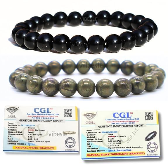 DVISHA Combo of Original Certified Pyrite Stone Bracelet and Black Tourmaline Bracelet With Lab Test Certificate, Piride Crystal Attracts Business Luck Protective Energy Wealth Finance, Money Magnate (B0D2J2Q9PH) Amazon Price History, Amazon Price Tracker