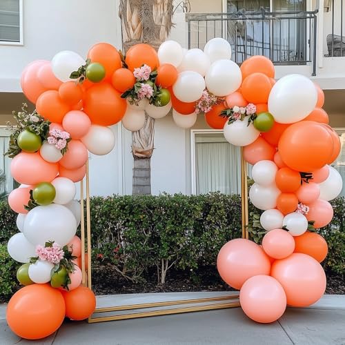 Image of RUBFAC 135pcs Orange Balloons Different Sizes 18 12 10 5 Inches, Burnt Orange Fall Balloon Arch Kit Garland for Halloween Party Thanksgiving Baby Shower Birthday Decoration
