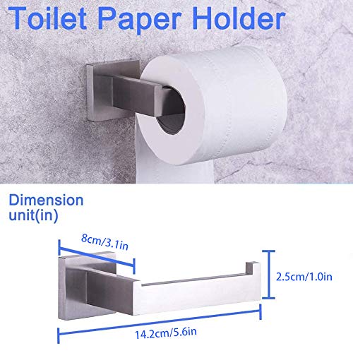 Sereey Bathroom Hardware Accessories Set Stainless Steel Wall Mounted Towel Bar Toilet Paper Holder Hand Towel Rack Towel Hook (4 Pieces, Square, Brushed Nickel,24Inch) #TOP4