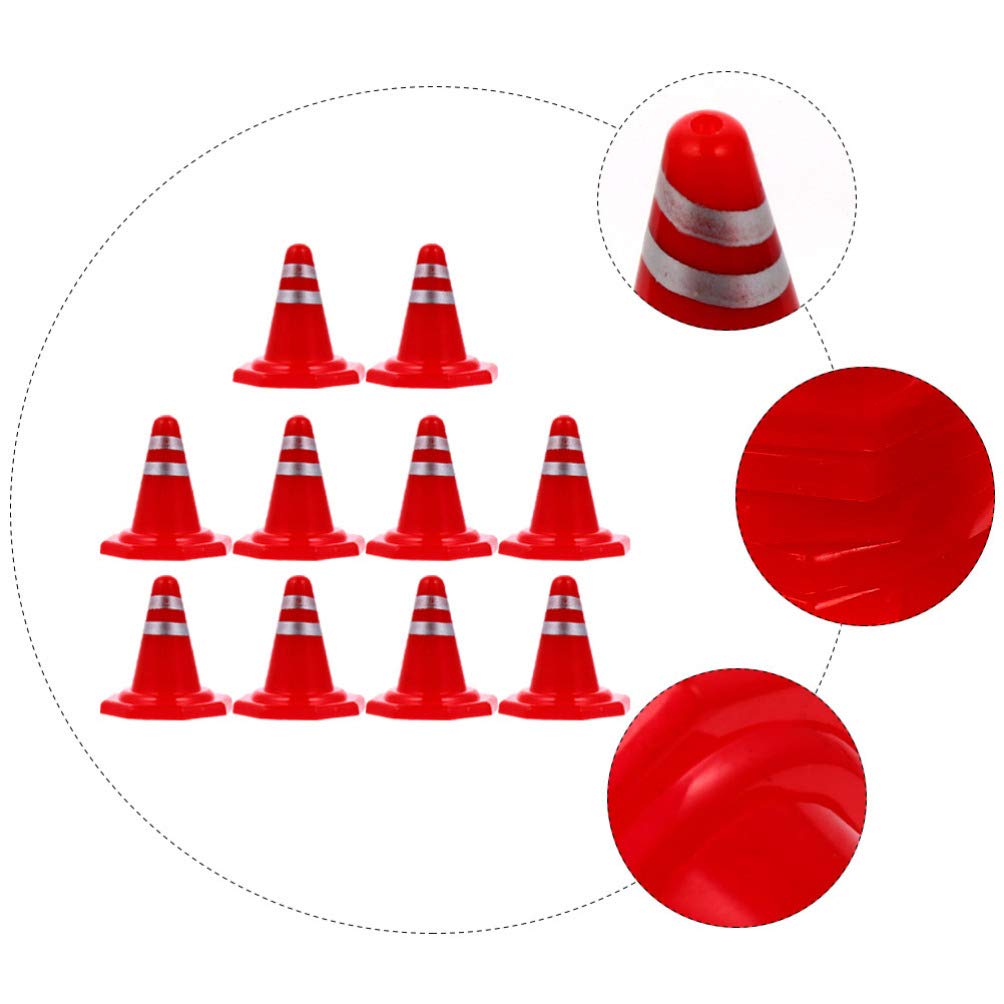 TOYANDONA 20 Unids Mini Señales de Tráfico Señales de Control de Tráfico de Plástico Conos de Entrenamiento de Tráfico para Escenas en Miniatura Tren Mesa de Arena Decoración de Bricolaje