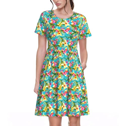 Robe d'été fluide imprimé hawaïen anti-chaleur pour femme active