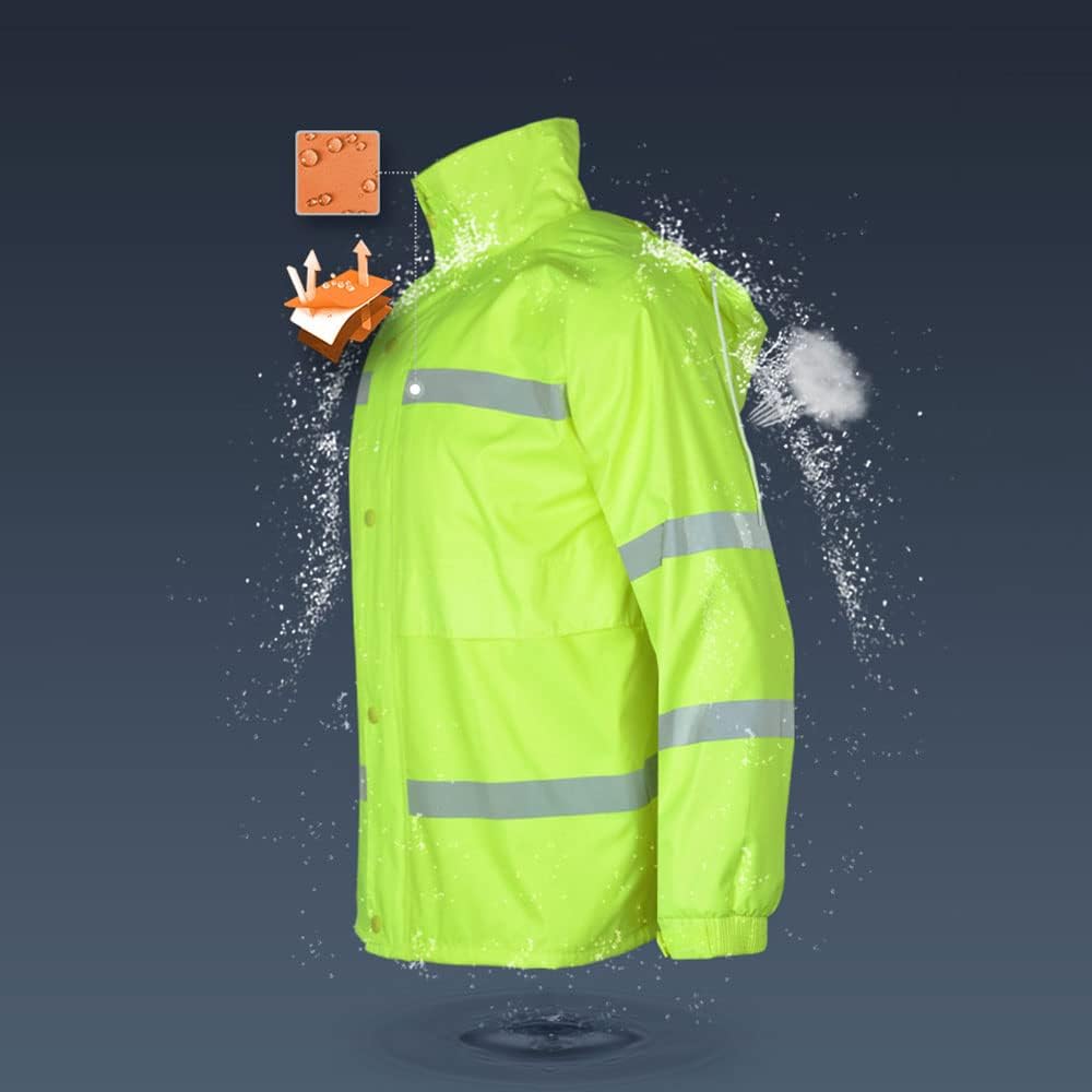 Traje impermeable de alta visibilidad, chaqueta y pantalones impermeables de alta visibilidad, ropa de trabajo al aire libre para obras de carretera, seguridad y tráfico (4XL/185)