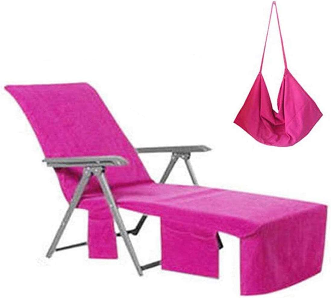 Sun Beach Chair Cover Towel Pool Chair Cover with Side Pockets Chaise Lounge Cover Lounger Mate for Sunbathing Lounger Hotel Garden Holiday Garden Pool, Pink