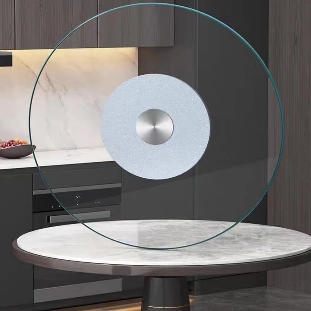Drehteller aus gehärtetem Glas, 50,8 cm, 76,2 cm, 101,6 cm, für Küche, Lazy Susan, großes drehbares Glas, Lazy Susan, rundes drehbares Tablett, Esstisch, Servierplatte (Größe: 20in / 20in/ 50 cm)