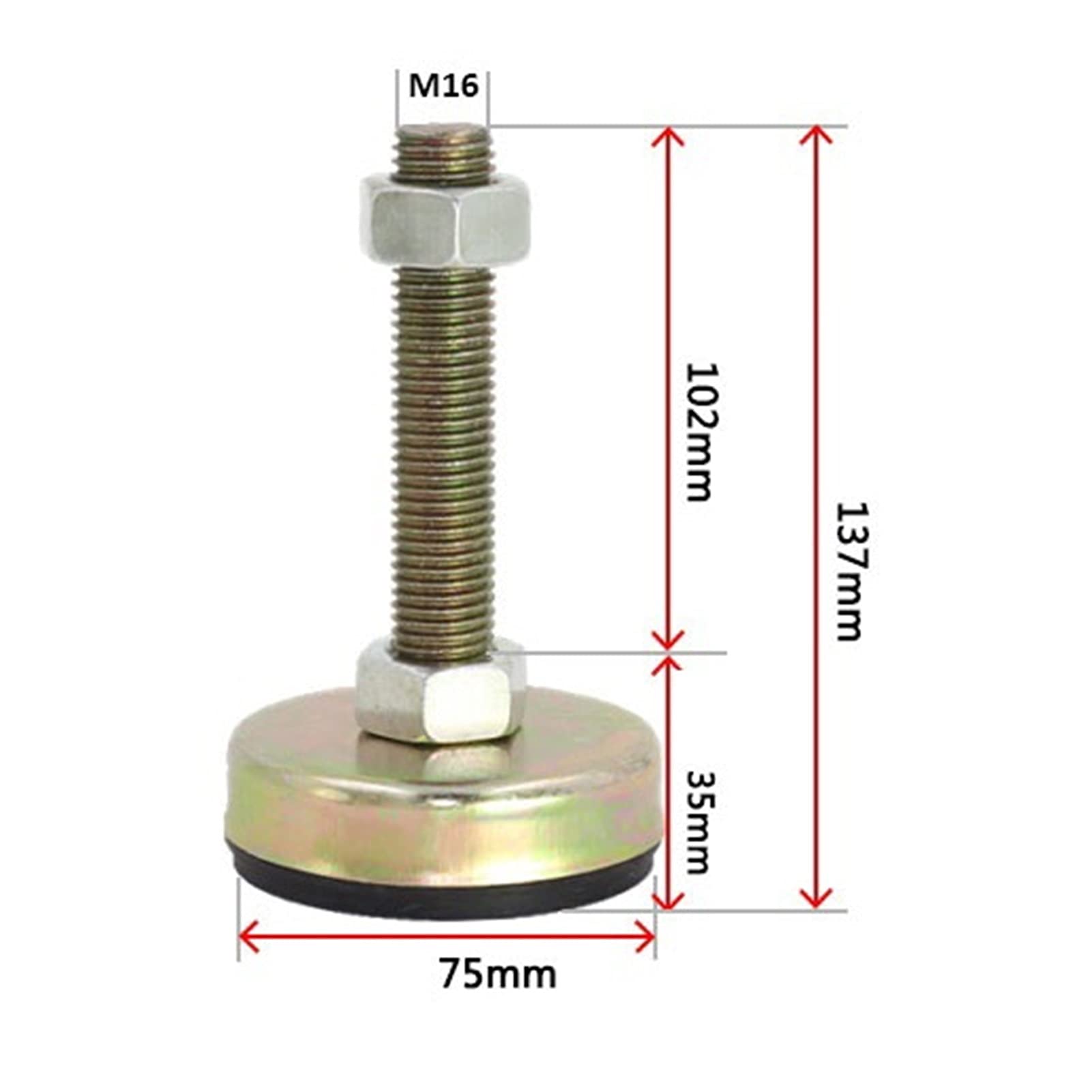 M16, M12 Enderezadores de piernas ajustables roscados Hierro galvanizado Antivibración Pies autonivelantes Diámetro de la base 2.1 pulgadas, 3 pulgadas, Adecuado for bancos de trabajo, gabinetes ( Col