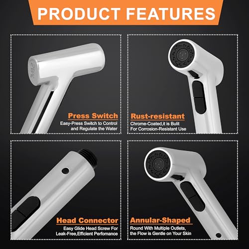 Image of SAM Tesla Health Faucet Set Dual Flow Water Saving Health Faucet 1 Meter Flexible Hose and Wall Mount for Toilet | Jet Spray
