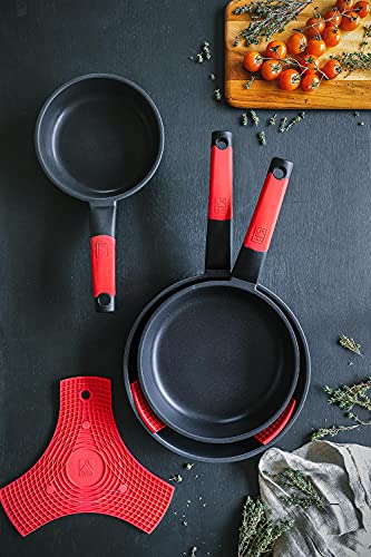 BRA-Premiere-Set-de-3-sartenes-aluminio-fundido-antiadherente-aptas-para-todo-tipo-de-cocinas-incluido-induccion-18-22-y-26-cm-Color-Negro-Con-Silicona-Roja-Amazon-Exclusive
