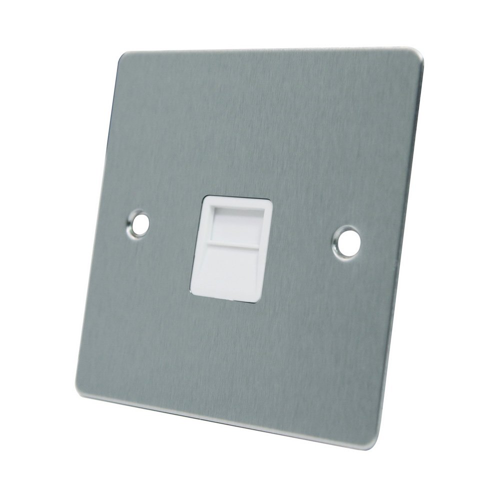 Alliance Electrical White Aet Fsctelswh Satin Chrome Flat Telephone Slave Bt Phone Secondary Extension Socket With Insert