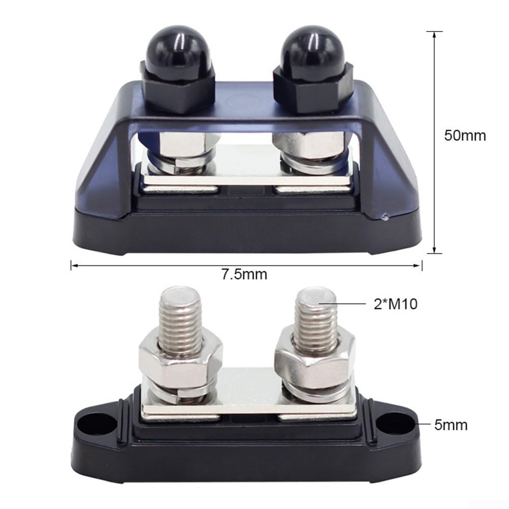 Morsettiera per sbarra collettrice da 200 A, con copertura protettiva per auto, camper, barca, sistema di distribuzione dell'alimentazione da 12 V a 48 V CC, rosso (nero)