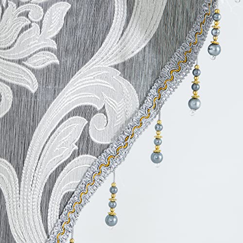 Napearl Scalloped Valance Curtains-Decoration Jacquard Swag Valance For Living Room Window, Rod Pocket Valance Tire For Kitchen, Small Windows ( Grey, 52W X 18L ) #TOP7