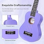 ADM Ukulele for Beginners Hawaiian Sapelewood Ukelele Kit for Adult Student Starter Professional Ukalelee Pack Bundle with Free Lessons Gig Bag Strap Nylon String Tuner (Purple-Sapele, 21 Inch)