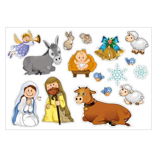 Planche de Stickers Décoration de Noël - Sujet Creche pour Vitre ou Surface Murale - Format A3