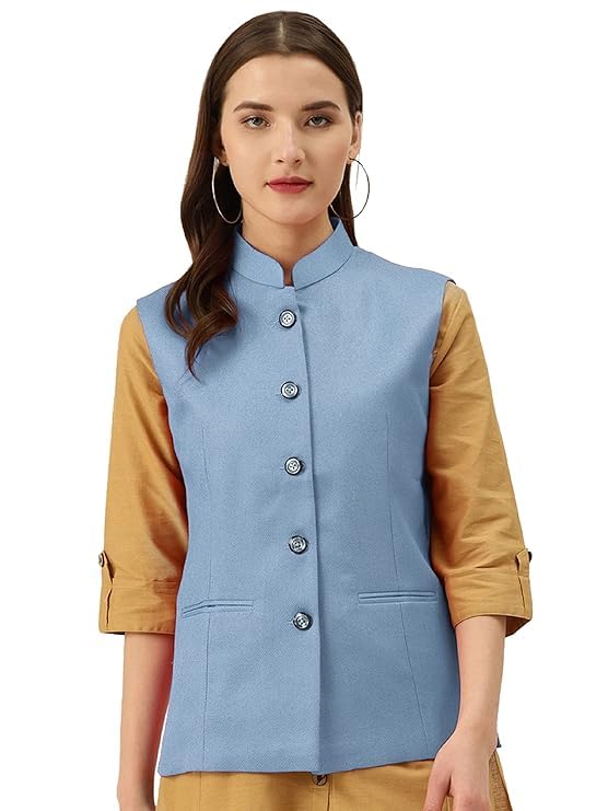 deific Solid Indian Traditional Ethnic Waistcoat Festive Nehru Jacket for Women-picture-22
