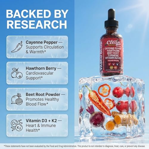 Clean Nutra Cayenne Pepper Drops Supplement Liquid + Hawthorn Berry, Vitamin D3 K2 Beet Root Powder, Ceylon Cinnamon, Turmeric Curcumin, Organic Panax Ginseng, Berberine Extract 1 Pack - 2