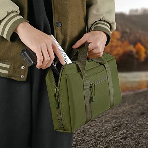 Sowhup Tactical Pistol Case, Padded Handgun Firearm Case Double Shooting Gun Range Duffle Bag With Multiple Magazine Slots For Hunting Shooting Outdoor Activities (Army Green( 9 X Mag Slots)) #TOP6