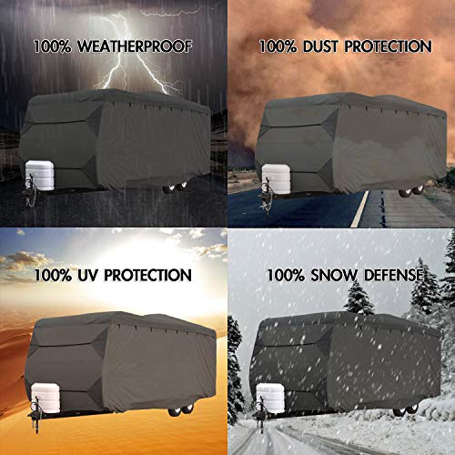 Waterproof Durable RV Motorhome Travel Trailer / Toy Hauler Cover Fits Length 22'-24' Travel Trailer Camper Zippered Panels Allow Access To The Door, Engine, Side Storage Areas, and Ramp Door, gray - Thumbnail 7