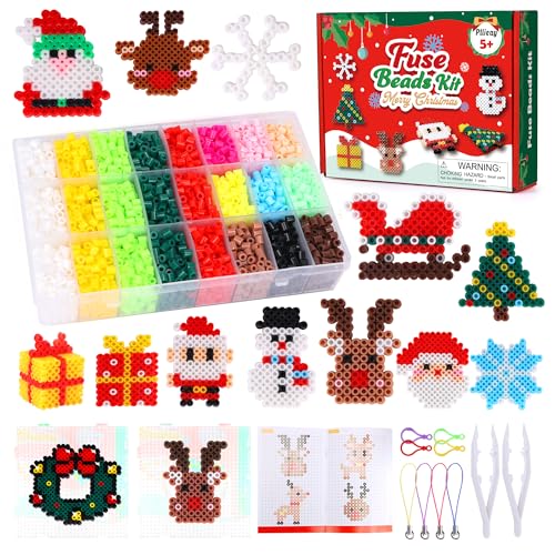 Pllieay 5000 Stück Weihnachts Bügelperlen 5MM Set für DIY Weihnachts Handwerk, Schmelzperlen-Set, Bügelperlen mit Steckplatten, Schlüsselanhänger-Zubehör, Kunst- und Bastelset für Handwerksliebhaber Pllieay 5000 Stück Weihnachts Bügelperlen 5MM Set für DIY Weihnachts Handwerk, Schmelzperlen-Set, Bügelperlen mit Steckplatten, Schlüsselanhänger-Zubehör, Kunst- und Bastelset für Handwerksliebhaber