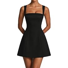 ABYOVRT Women Mini Dress Corset Lace Up Back Square Neck A Line Dresses Bachelorette Birthday