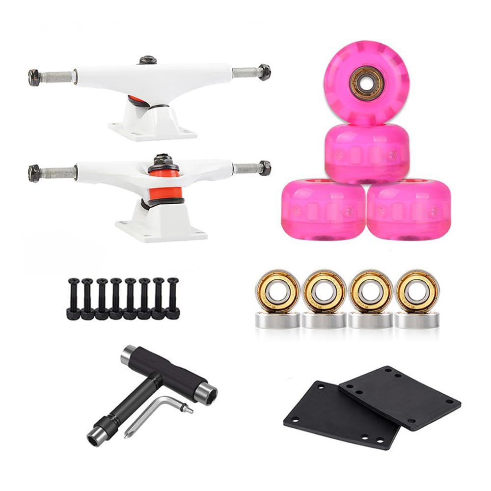 Lot de 4 Roues Et Roulements de Skateboard 54 mm 90A pour Débutants Trucks de Skateboard Roues de Street Kit de 4