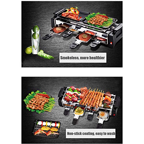 Tragbarer Raclette-Grill Integrierter Pfännchenablage 1200 W Leistung Smokeless Edelstahl Und Aluminiumlegierung… – Bild 3