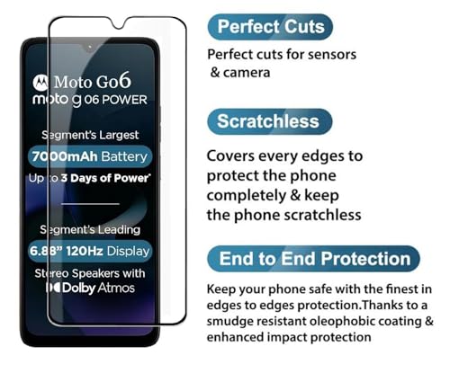 Image of HD Tempered Glass Screen Protector Compatible for Moto G06, G06 Power 5G with Edge to Edge coverage and Easy Installation kit
