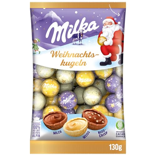 Milka Bolas de Navidad, 1 x 350 g, paquete individual de chocolate de Navidad, calendario de Adviento, chocolate, caramelos para Navidad, 100% leche alpina, chocolate