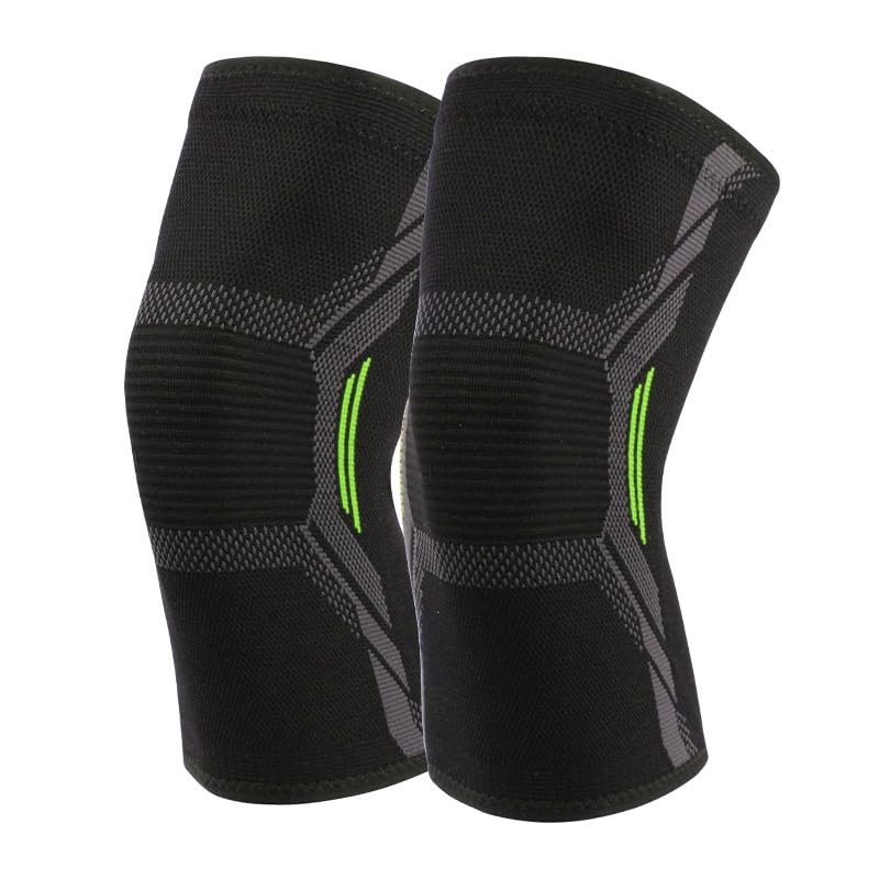 Exercise, protection Knitted Nylon Knee Pads Four-sided Stretch Knitted Warm Knee Pads Sports Protective Gear for Fitness, cycling, running, playing football(Gray,Small)