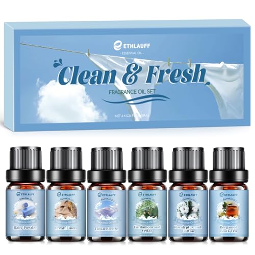 Clean Essential Oils Set, Laundry Collection Essential Oils Set, Pack of 6 Fragrance Oil for...