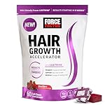 FORCE FACTOR Hair Growth Accelerator Soft Chews, Lustriva & Biotin to Promote Thicker, Stronger, Fuller Hair, Hair Growth Vitamins for Women, Clinically Studied, Mixed Berry, 60 Soft Chews