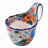 ALMA 2025 Updated Microwavable Soup Bowl with Large Long Handle,18oz Soup Bowl Giftable for Women,Unique Cereal Bowl for Soup,Yogurt,Snack,Chip,Stew,Ice cream-Wildflower Waltz Theme