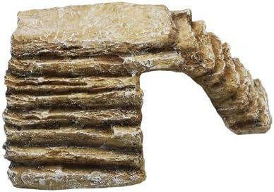 Komodo Basking Platform Corner Ramp, Small, Sandstone, Decor for Terrariums and Vivariums, Reptile Decor, Reptile Hideout, Aquarium Decor, Reptile Accessory