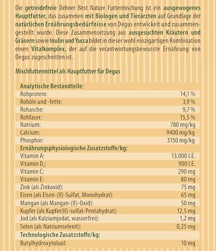 Dehner Best Nature Nagerfutter Adult, Degufutter, 2 kg