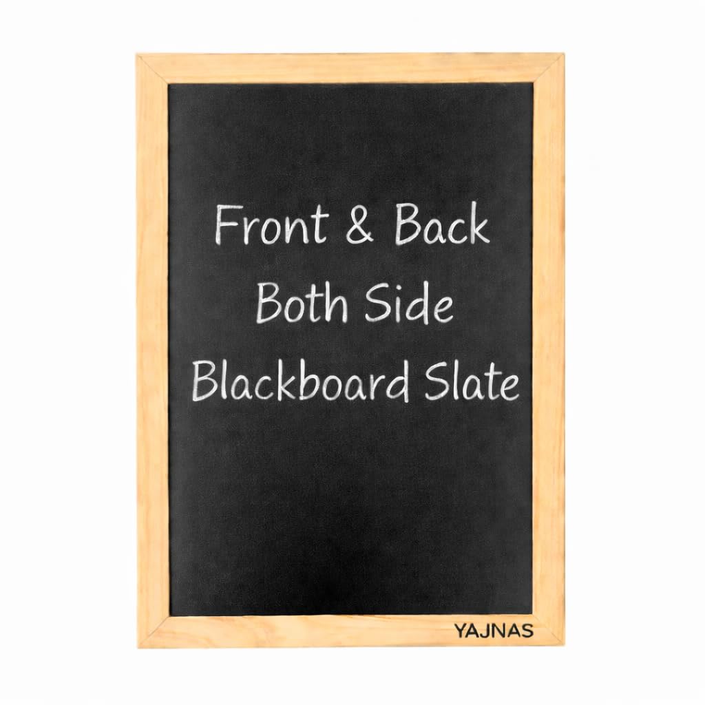 YAJNAS Wood-Double Sided Blackboard Slate Chalkboard Slate | Pre-Writing Toys for Kids, 9x11 Inch (23x28 cm), Learning Board with Colourful Frame, Educational Writing and Drawing Tool for Kids-image-14