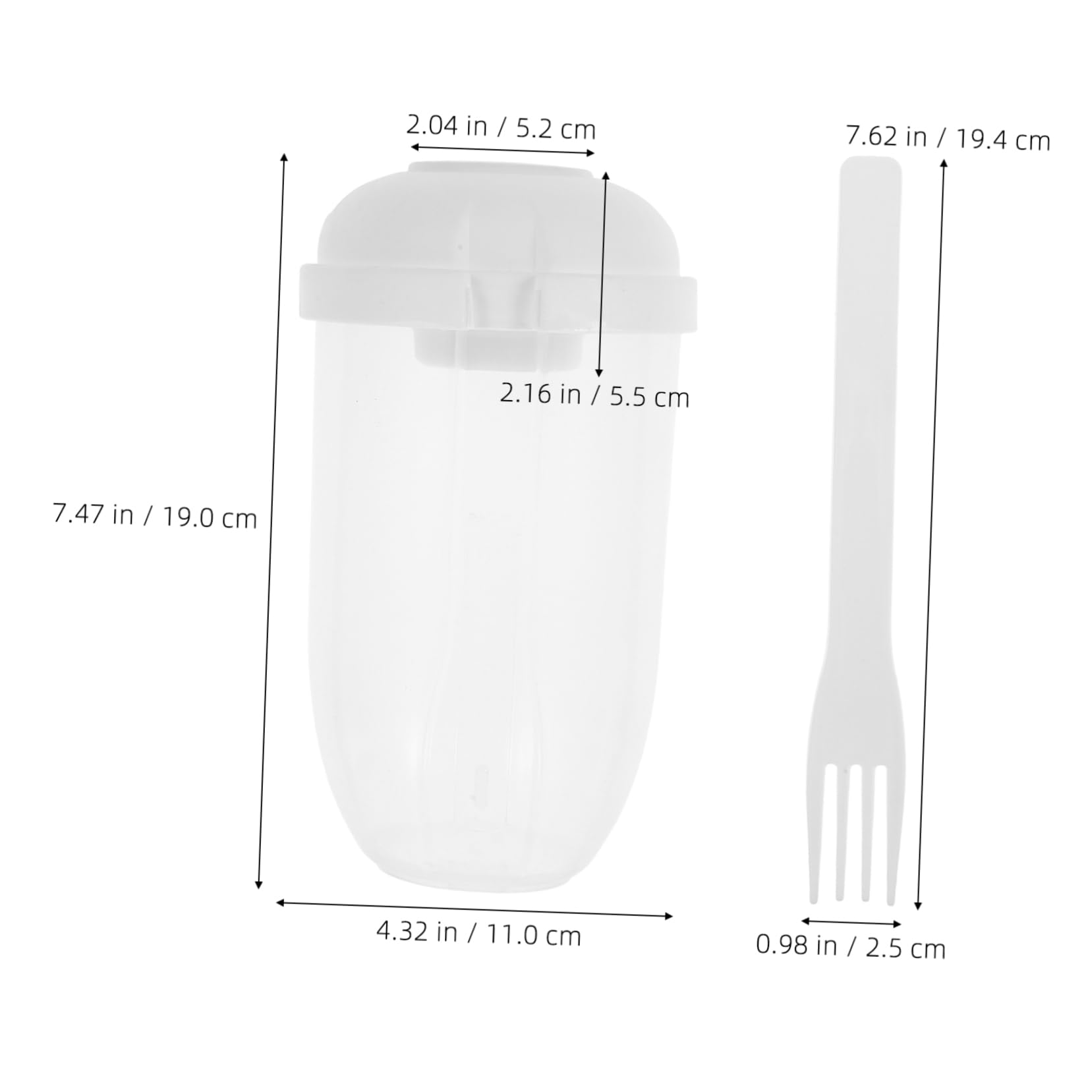 BRIGHTFUFU Portable Breakfast Salad Cup with Fork Fresh Salad Shaker Jar for Fruits Vegetables Leak Food Storage Container for Office School Outdoor Activities White