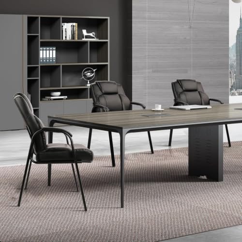 Image of CLATINA Heavy Duty Guest Chair with Padded Armrests, Executive Leather Soft Reception Chair 400lbs Capacity for Office Conference Waiting Meeting Room, Black (6 Pack)