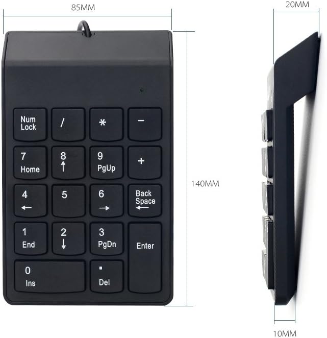 Wired USB Numeric Keypad Portable Slim Mini USB Number Pad Keyboard 18 Keys for Pro Laptop PC Notebook Desktop
